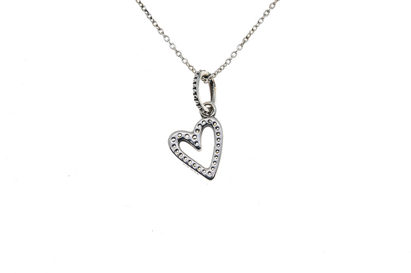 Pandora ALE Cubic Zirconia Heart Line Pendant 925 Sterling Silver Necklace 20"
