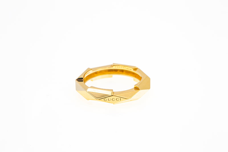 Gucci Link to Love Facted Yellow Gold 18k 750 Ring Italy Size 5