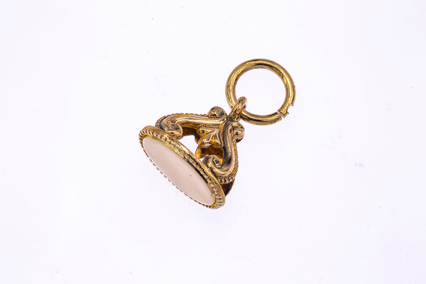 Antique Wax Stamp Sealer Non Engraved Charm 10K 417 Rose Gold Watch FOB Pendant