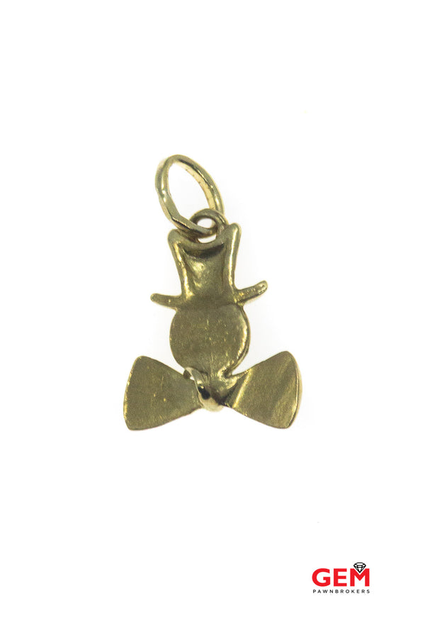 Winter Snowman Figure 14kt Yellow Gold Charm Pendant 585