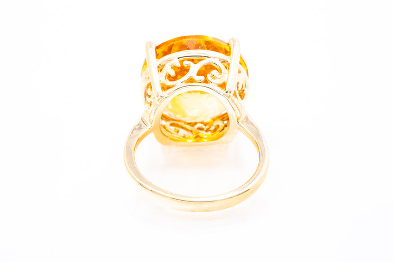 Effy Natural Round 11.03ct Citrine Gemstone 14k 585 Yellow Gold Ring Size 5