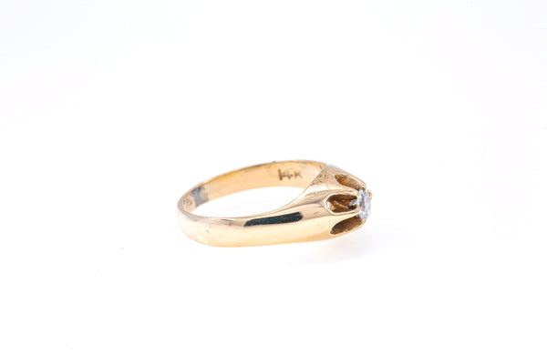 Antique Pinky Diamond Solitaire Claw Ring 14k 585 Yellow Gold Size 2.5