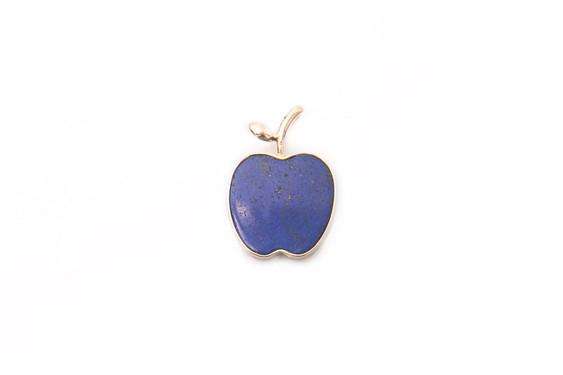 Lapis Lazuli Apple Fruit 14k 585 Yellow Gold Charm Pendant
