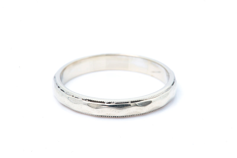 Stackable Zig Zag Milgrain Design 14k 585 White Gold Wedding Band Ring Size 6