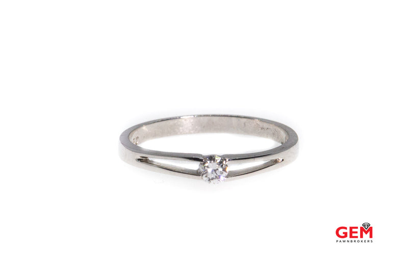 GJ Inc Raised Diamond Solitaire Pierced Thin Setting Tension Set Wedding Band 18K 750 White Gold Ring Size 5 3/4