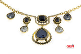 Swarovski Chain Link Multi Color Stone Crystal Yellow Gold Tone Plated 17.8" Necklace