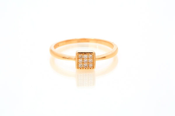 SNJ Geometric Stackable Square Diamond 14k 585 Rose Gold Band Ring Size 7