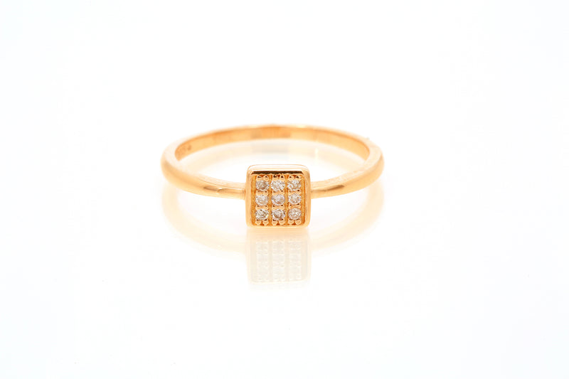 SNJ Geometric Stackable Square Diamond 14k 585 Rose Gold Band Ring Size 7