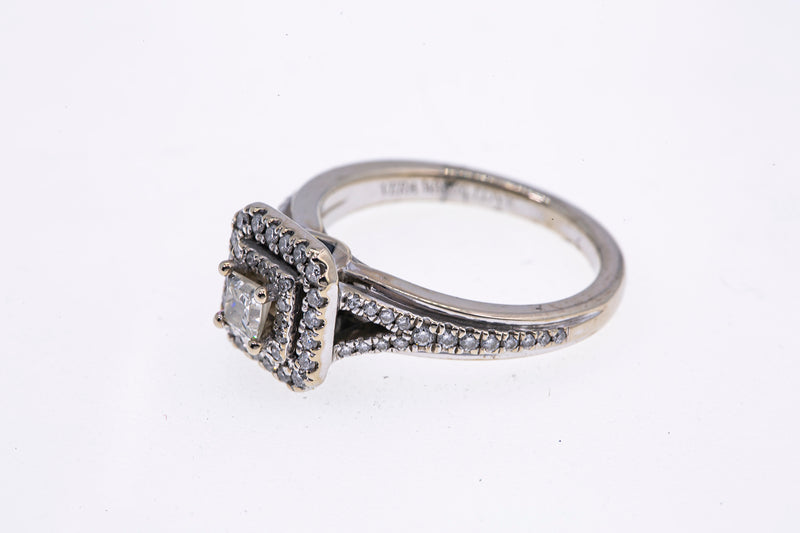Vera Wang Love Diamond Cluster Engagement 14K 585 White Gold Ring Size 6 1/2