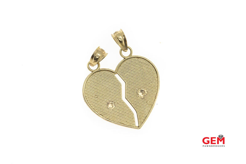 Te Amo Saying Love Heart 2 Piece 14k 585 Yellow Split Gold Charm Pendants