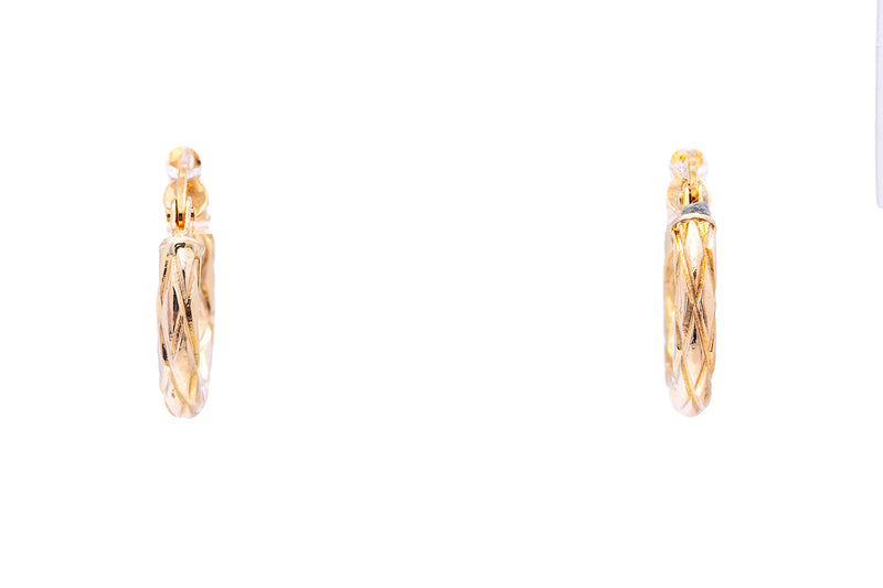 Bony Levy 14mm Textured Twisted 14k 585 Yellow Gold Hoop Earrings Retail $200