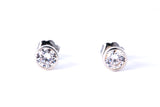 Cubic Zirconia Bezel Set 6mm Studs 925 Sterling Silver Pair of CZ Earrings