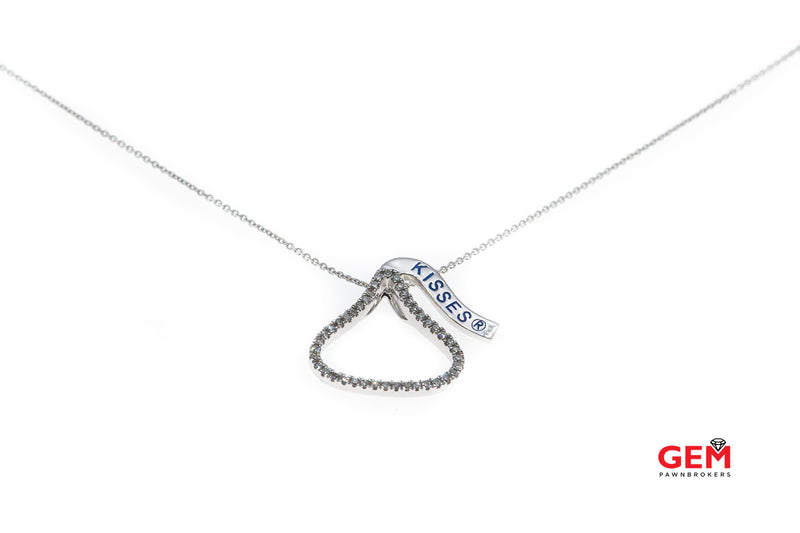 Hershey's Kisses Diamond Pave Charm 14K 585 White Gold 18.25" Chain Necklace (2)