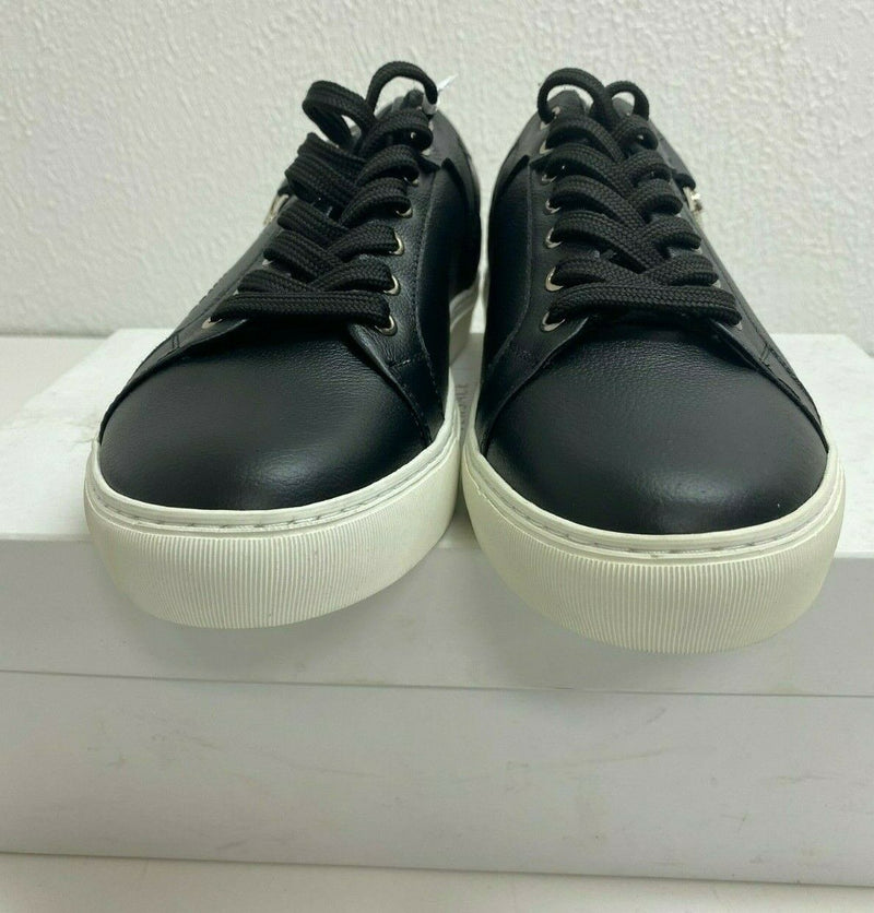 Versace Collection Logo Plaque Black Leather Sneakers Men Size 43/10