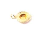Vintage Straw Bucket Hat 18k 750 Yellow Gold Ribbon Charm Pendant