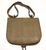 Salvatore Ferragamo Fossil Kamelia DH-21 E039 Brown Python Shoulder Bag