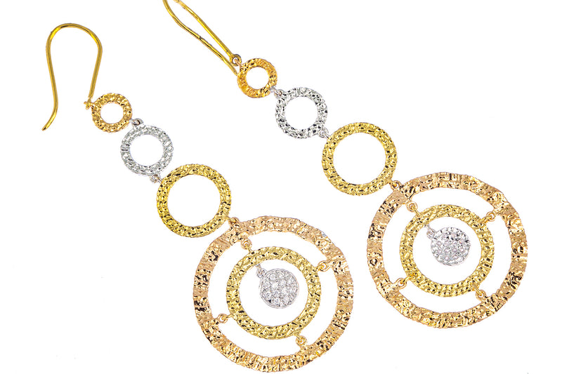 Nehita Jackie Dangling Diamond 18K 750 Yellow White & Rose Gold Pair Earrings