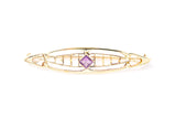 Edwardian Amethyst 14k 585 Yellow Gold Lapel Pin Brooch