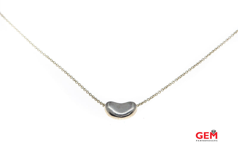 Tiffany & Co Elsa Peretti Bean Chain Link Pendant 925 Sterling Silver Pendant Necklace