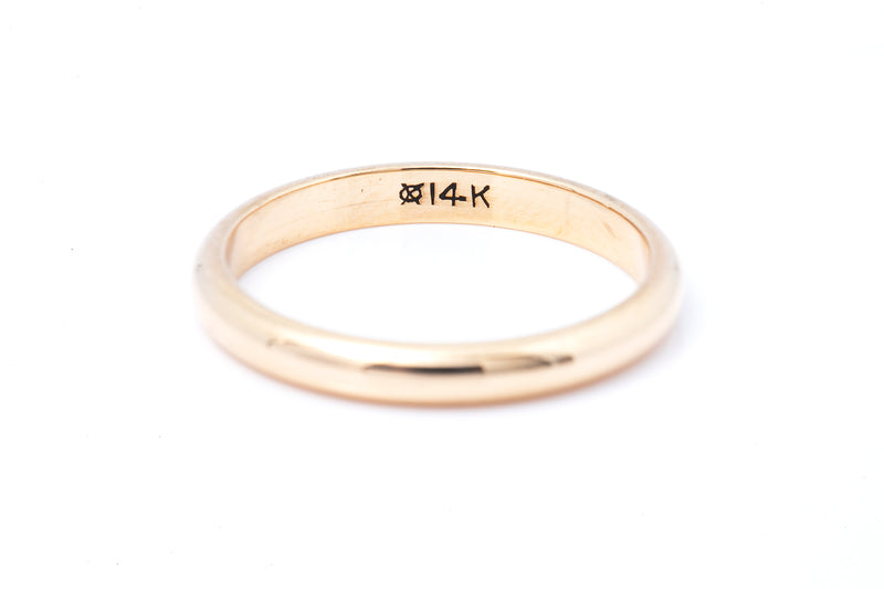 Domed Stackable Wedding Band Ring 14k 585 2.5mm Yellow Gold Size 6 3/4