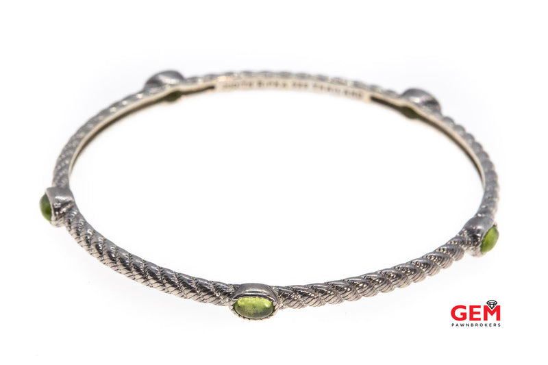 Judith Ripka Rope Cable Natural Peridot 925 Sterling Silver Bangle 7.5" Bracelet