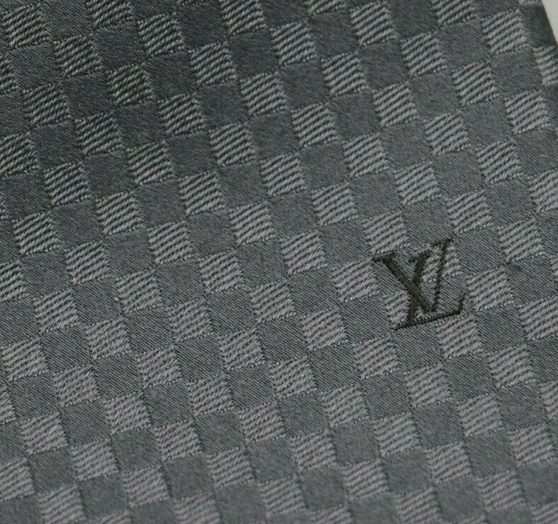 LOUIS VUITTON Dark Gray Logo LV mini Damier Men's Silk Tie