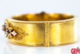 Antique Victorian Paste Glass and Sapphire Bracelet 10K 417 Solid Gold Cuff