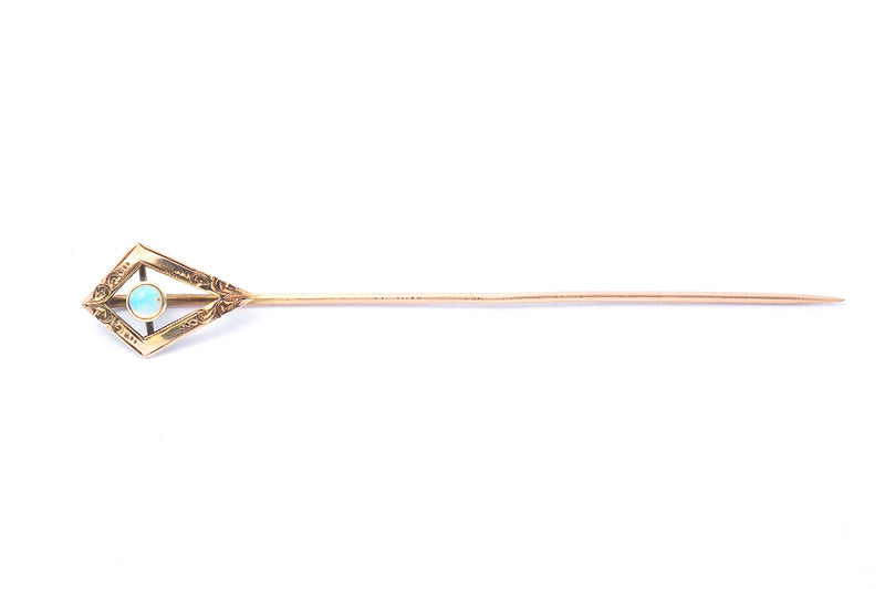 Antique Victorian 10k Yellow Gold Opal Lapel Pin Stick Pin