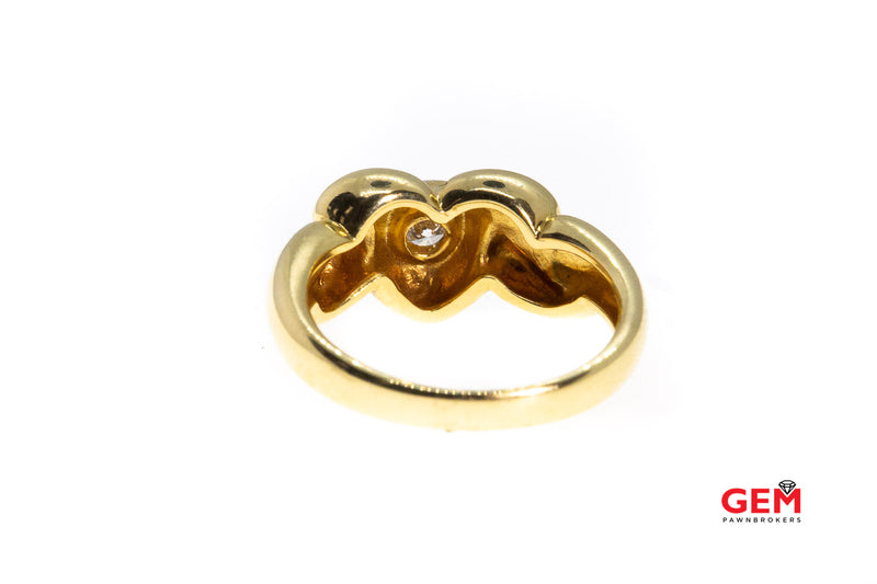 Heart Knot Diamond Woven Love Band 18K 750 Yellow Gold Ring Size 6 3/4