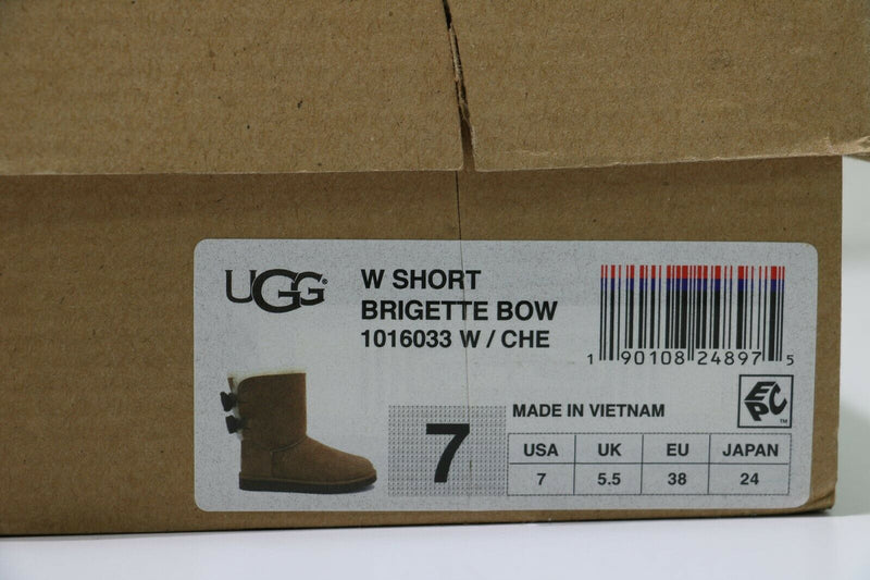 UGG Short Brigette Bow Boots Suede Sheepskin UGG Pure Line Size US 7