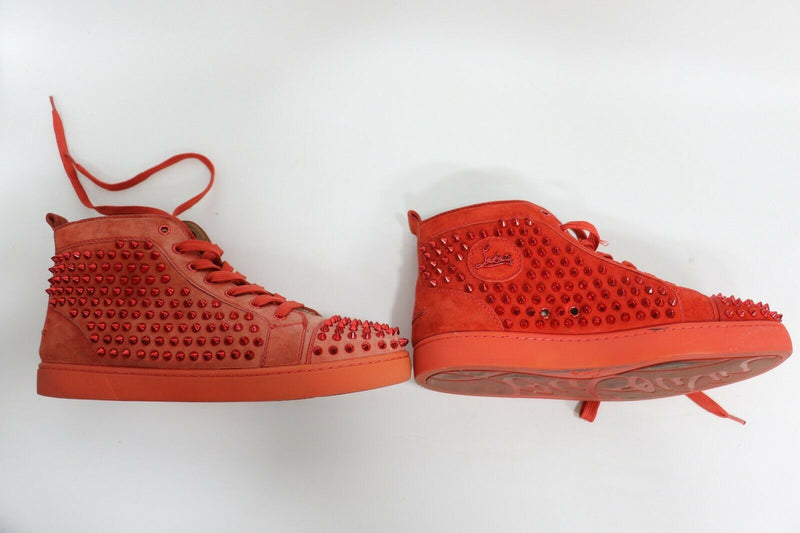 Christian Louboutin Louis Spikes High Top Sneakers Red Mens Sz 42 / US 9