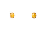 Cats Eye Chrysoberyl Cabochon Studs 14K 585 Yellow Gold Pair of Earrings