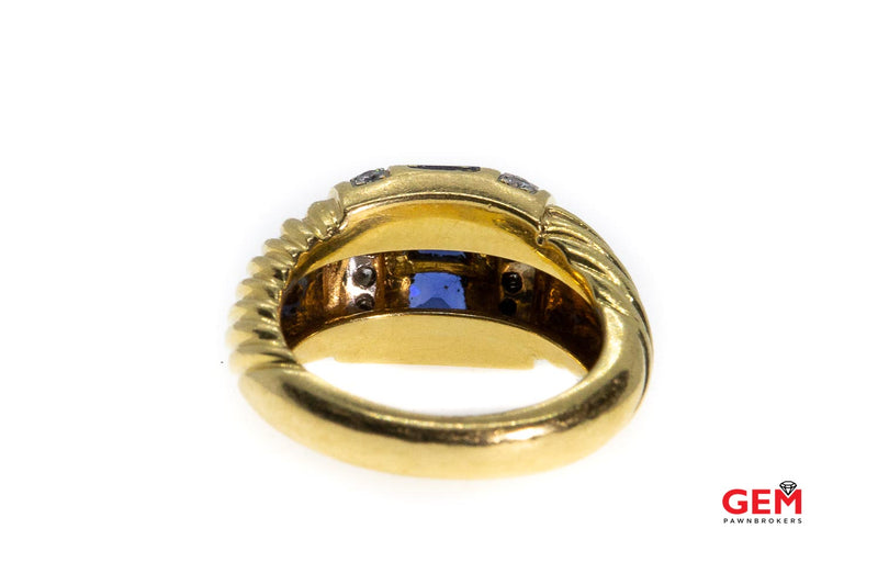 Charles Turi 18 KT Solid Yellow Gold Sapphire Diamond Ring Size 6