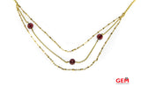 Robin Rotenier Natural Garnet Briolette Gemstone 2.4mm Chain Link 18K 750 Yellow Gold Designer 16" Necklace