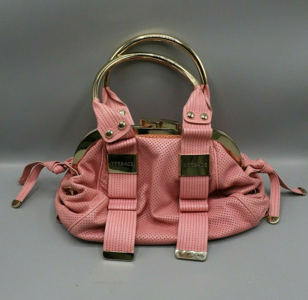 Versace Pink Ring Handle Bowler Bag