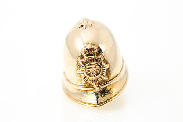 Bahamas English Hallmark 14k 585 Yellow Gold Police Helmut Charm Pendant