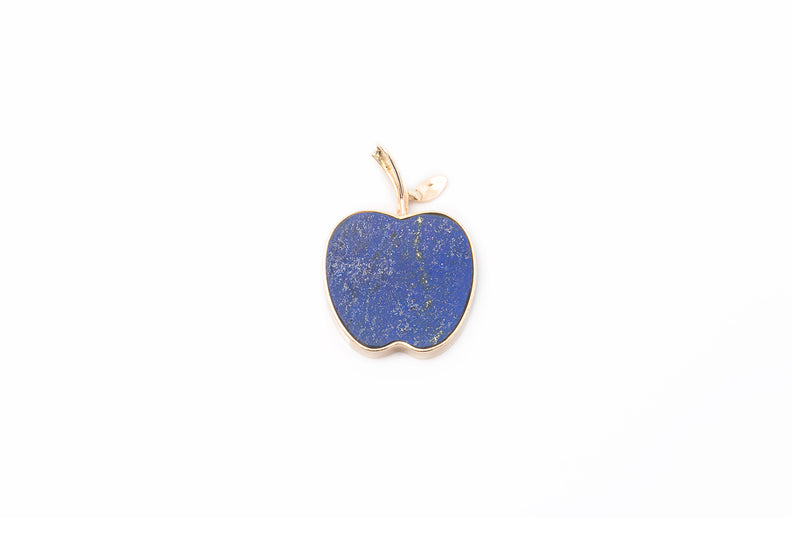 Lapis Lazuli Apple Fruit 14k 585 Yellow Gold Charm Pendant