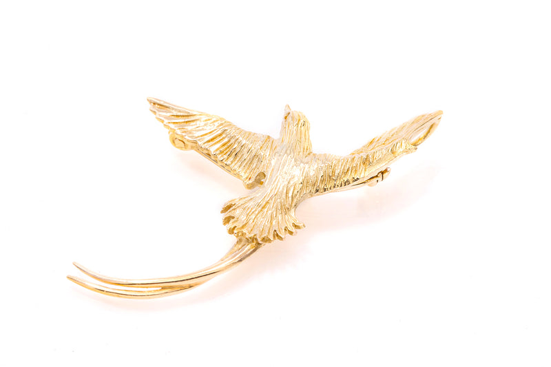 Vintage Solid 18k 750 Yellow Gold Hawk Bird Interchangeable Brooch Pin Charm Pendant