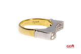 Solid 14k 585 Yellow White Gold Cubic Zirconia Wave Ring Band Size 7