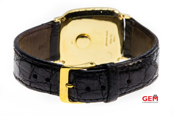 Piaget Quartz 7702 757P Roman Numerals 18K 750 Yellow Gold & Leather Watch