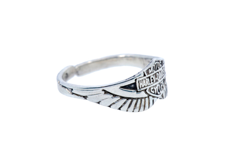 Harley Davidson Wing Open Wrap Cigar Band 925 Sterling Silver Ring Size 4 1/4