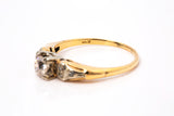 Antique Edwardian Diamond Solitaire Wedding Ring 14k 585 Yellow White Gold
