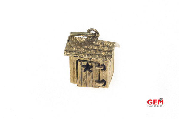 Home Love Shack Movable Door Charm 14K 585 Yellow Gold Pendant