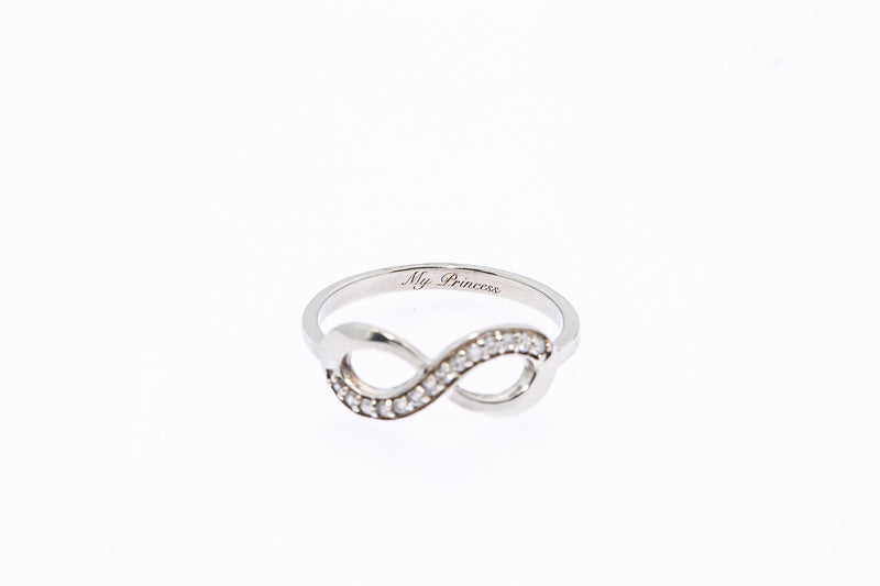 My Princess Diamond Line Pave Infinity Band Solid 10K 417 White Gold Ring 6 3/4