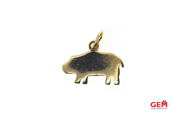 Italy Milano Pig Wild Boar Animal Cinghiale Solid 18K Yellow Gold Hog Pendant