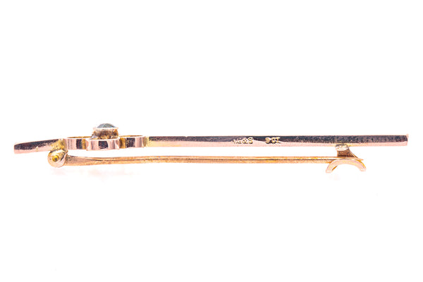 Antique Victorian H.G & S Solid Rose Gold 9ct 9kt Aquamarine Lapel Pin Brooch