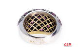 Domed Pink Sapphire & Diamond Cluster 14K 585 White Gold Cocktail Ring Size 8 1/4