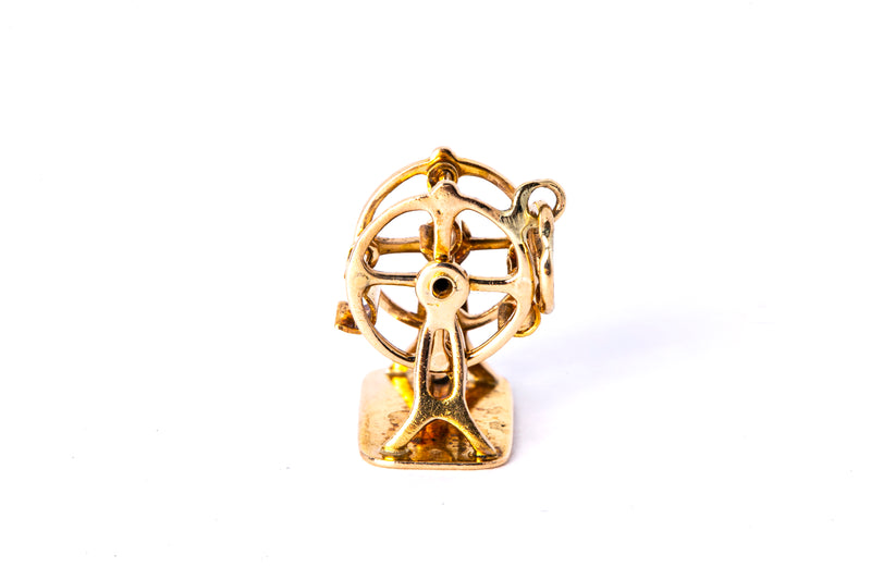 Vintage Ferris Wheel Circus Fair Charm 14K 585 Yellow Gold Dangle Pendant