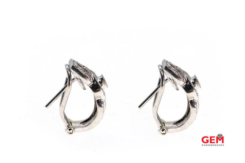 Art Deco Style Diamond Cluster Ear Clips Earrings 18k 750 White Gold