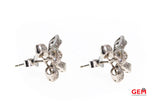 Diamond Cluster Bow Ribbon Stud Earrings 18k 750 White Gold